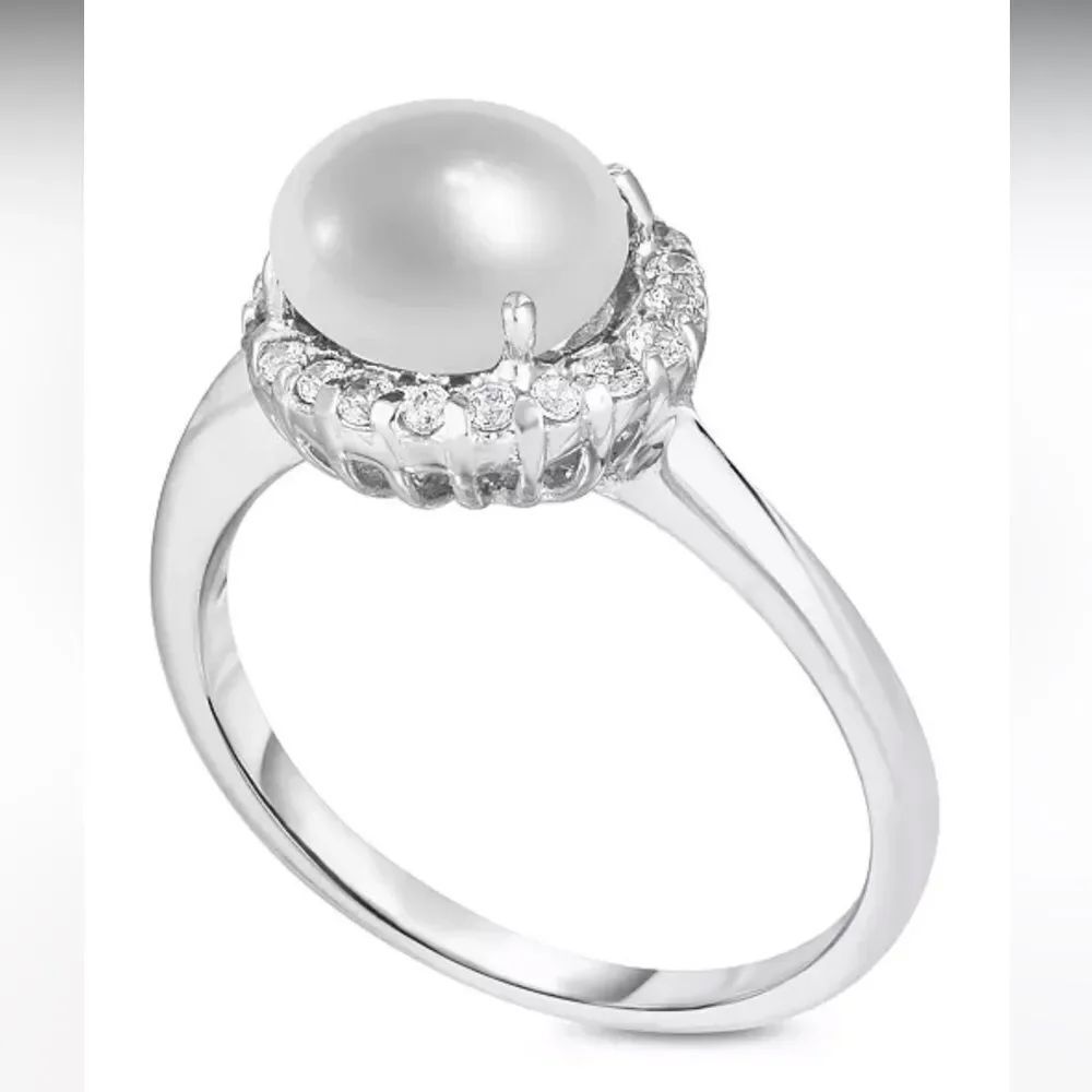 Macy's
Birthstone Round CZ Halo Solitaire Ring in Silver Plate Pearl